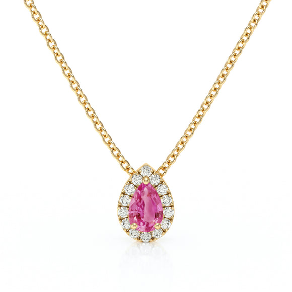 Collier saphir rose entourage diamant Coup de Foudre - 5
