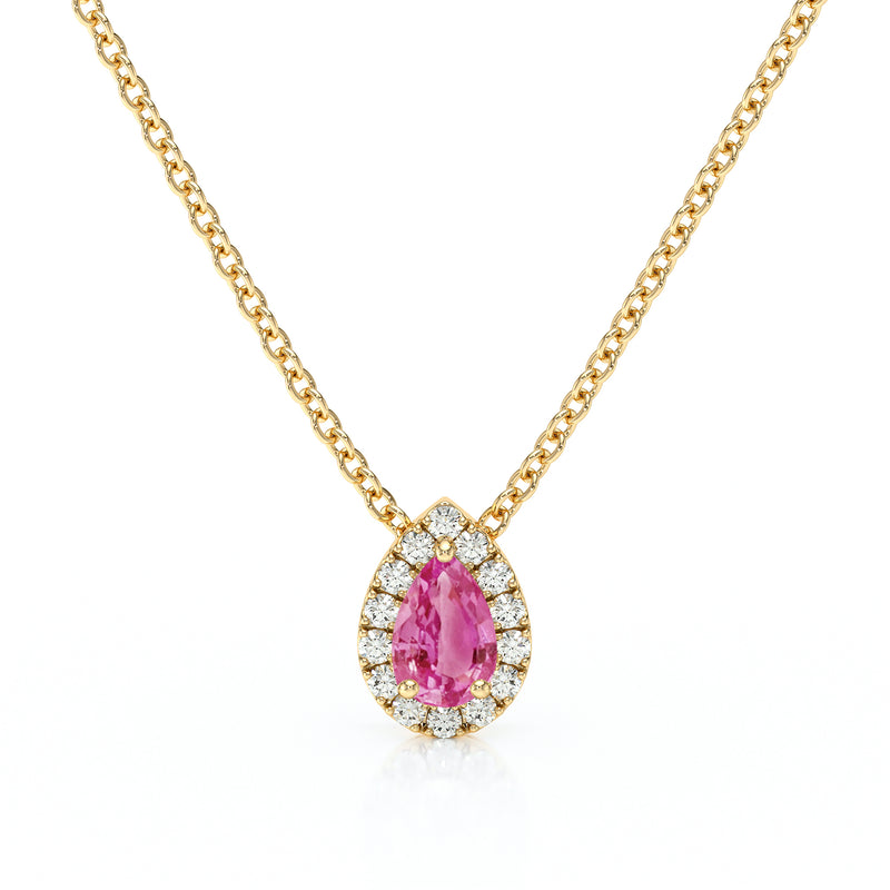 Collier saphir rose entourage diamant Coup de Foudre - 5