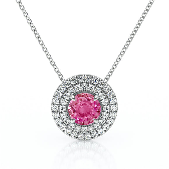 Collier entourage saphir rose diamant Coup de Foudre - 6