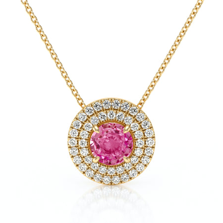 Collier entourage saphir rose diamant Coup de Foudre - 6