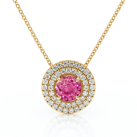 Collier entourage saphir rose diamant Coup de Foudre - 6