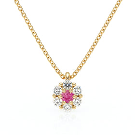 Collier entourage saphir rose diamant Pour la Vie - 9
