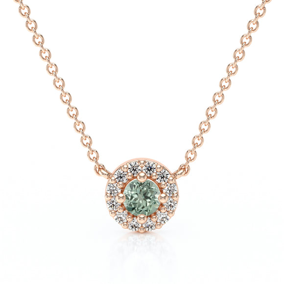 Collier saphir vert entourage diamant Coup de Foudre - 2