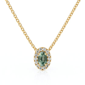 Collier saphir vert entourage diamant Coup de Foudre - 3