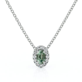 Collier saphir vert entourage diamant Coup de Foudre - 3