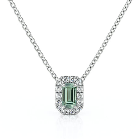 Collier saphir vert entourage diamant Coup de Foudre - 4