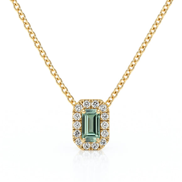 Collier saphir vert entourage diamant Coup de Foudre - 4