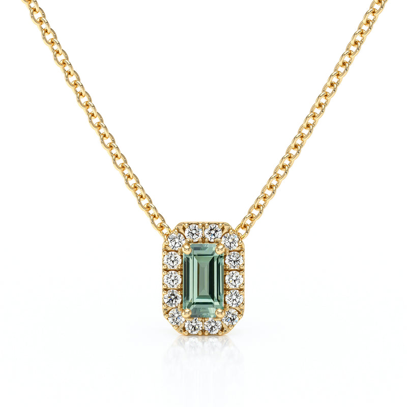 Collier saphir vert entourage diamant Coup de Foudre - 4