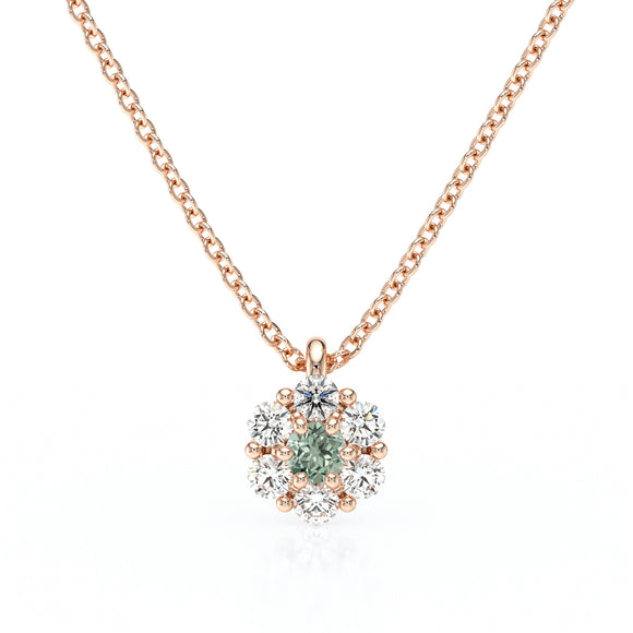 Collier entourage saphir vert diamant Pour la Vie - 9