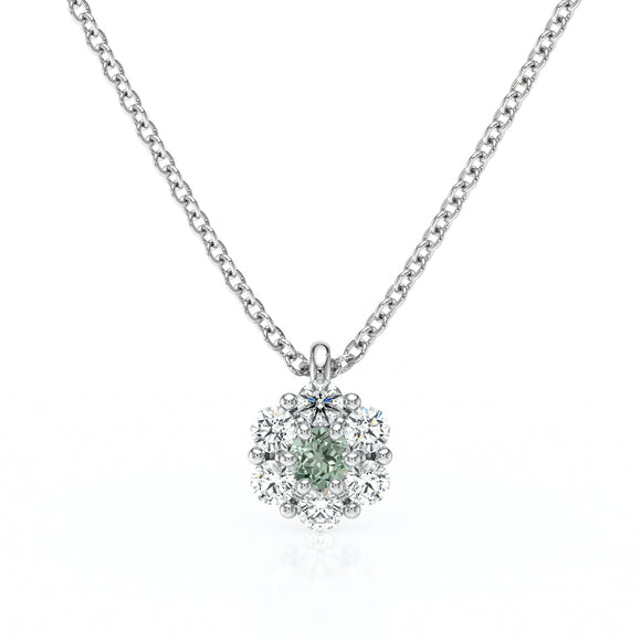 Collier entourage saphir vert diamant Pour la Vie - 9