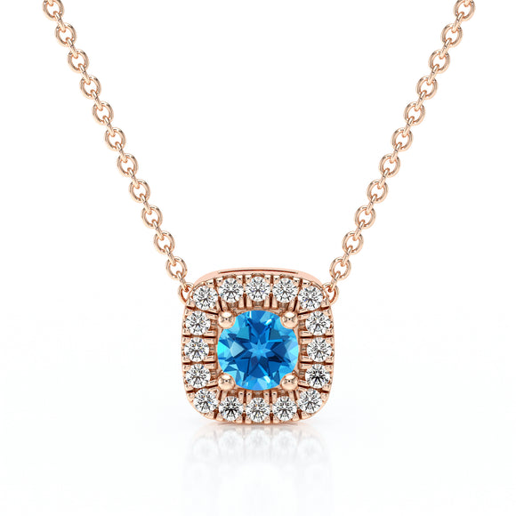 Collier topaze entourage diamant Coup de Foudre - 1