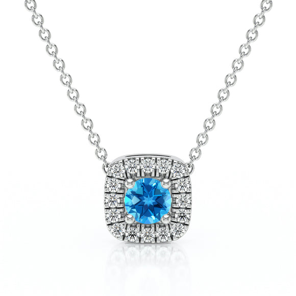 Collier topaze entourage diamant Coup de Foudre - 1