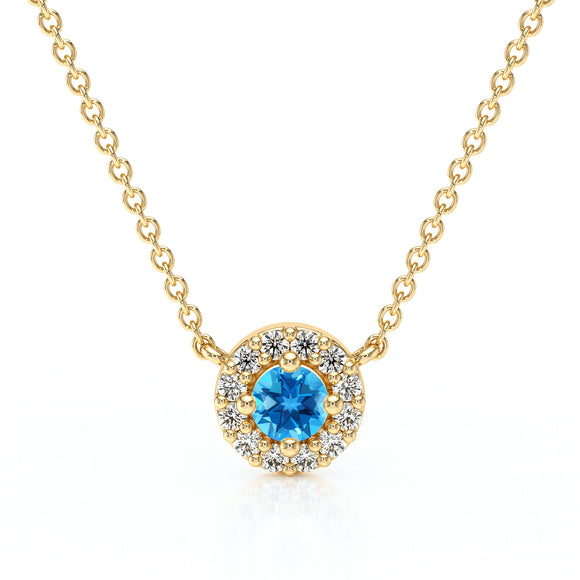 Collier topaze entourage diamant Coup de Foudre - 2