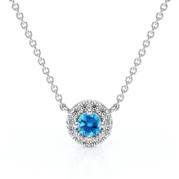 Collier topaze entourage diamant Coup de Foudre - 2