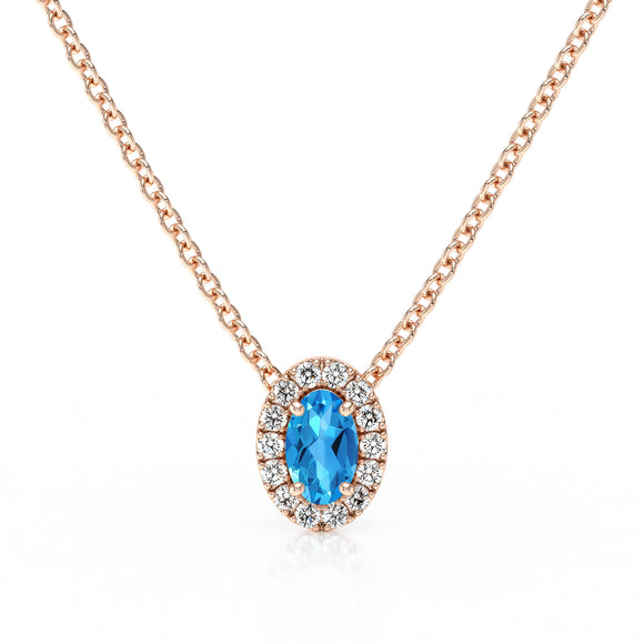 Collier topaze entourage diamant Coup de Foudre - 3