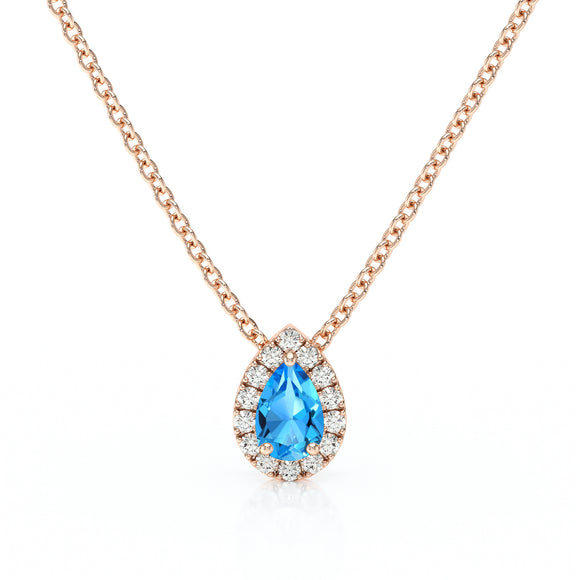 Collier topaze entourage diamant Coup de Foudre - 5