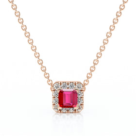 Collier rubis entourage diamant Coup de Foudre - 7