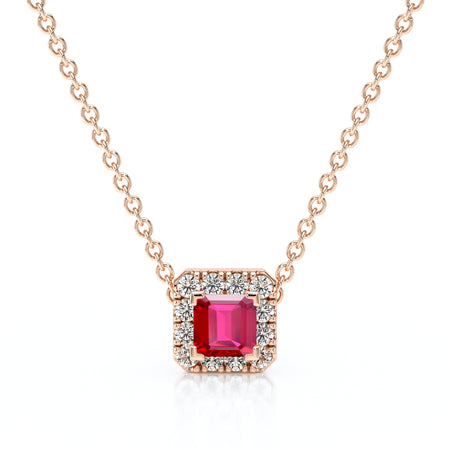 Collier rubis entourage diamant Coup de Foudre - 7