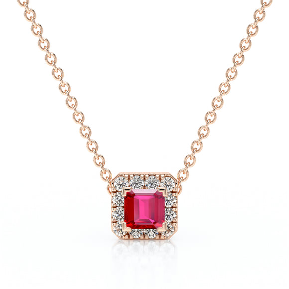 Collier rubis entourage diamant Coup de Foudre - 7
