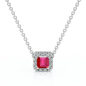 Collier rubis entourage diamant Coup de Foudre - 7
