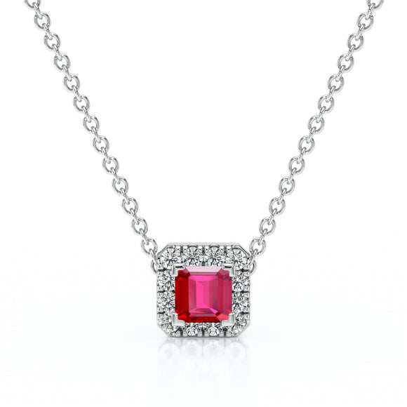 Collier rubis entourage diamant Coup de Foudre - 7