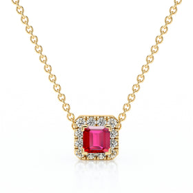 Collier rubis entourage diamant Coup de Foudre - 7