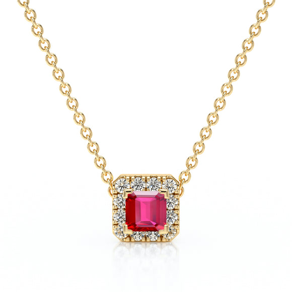 Collier rubis entourage diamant Coup de Foudre - 7