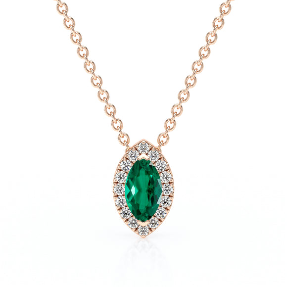 Collier émeraude entourage diamant Coup de Foudre - 8