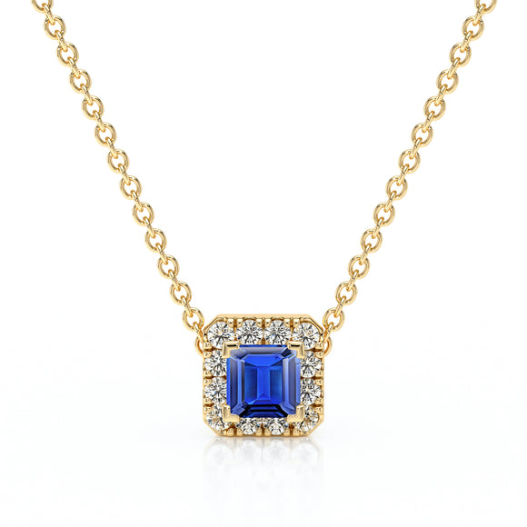 Collier saphir entourage diamant Coup de Foudre - 7