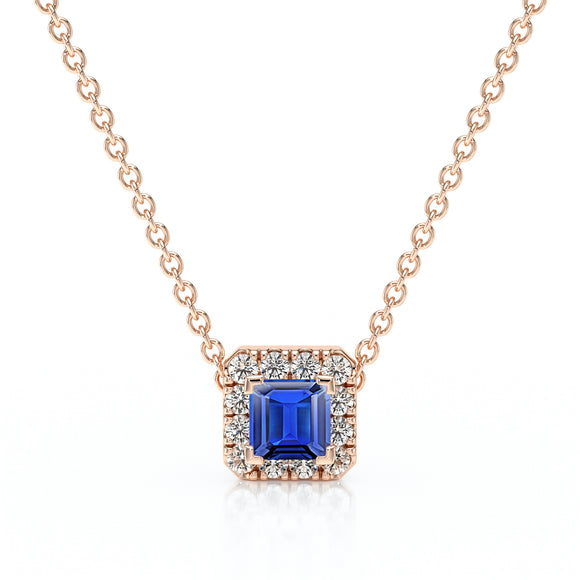 Collier saphir entourage diamant Coup de Foudre - 7