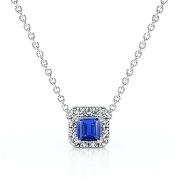 Collier saphir entourage diamant Coup de Foudre - 7