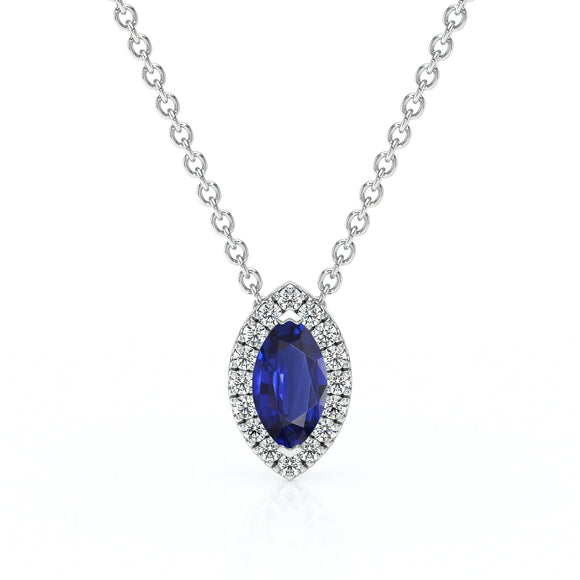 Collier saphir entourage diamant Coup de Foudre - 8