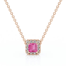 Collier saphir rose entourage diamant Coup de Foudre - 7
