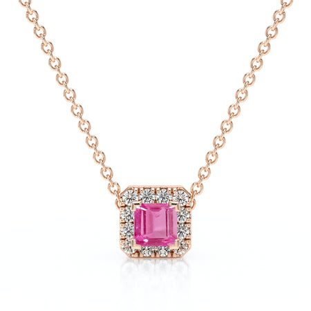 Collier saphir rose entourage diamant Coup de Foudre - 7