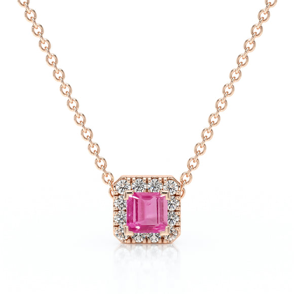 Collier saphir rose entourage diamant Coup de Foudre - 7