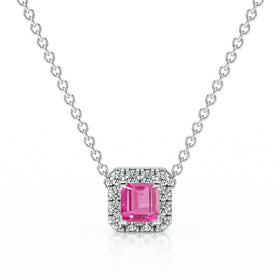 Collier saphir rose entourage diamant Coup de Foudre - 7