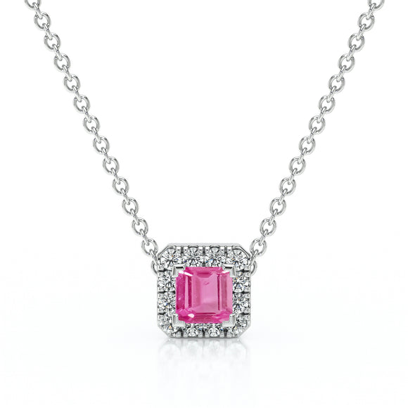 Collier saphir rose entourage diamant Coup de Foudre - 7
