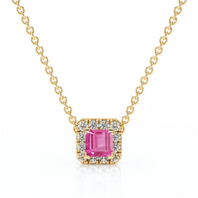 Collier saphir rose entourage diamant Coup de Foudre - 7