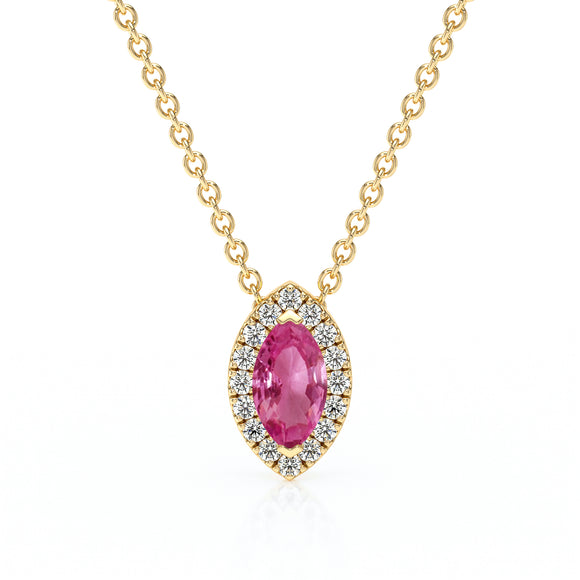 Collier saphir rose entourage diamant Coup de Foudre - 8