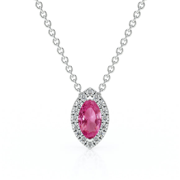 Collier saphir rose entourage diamant Coup de Foudre - 8