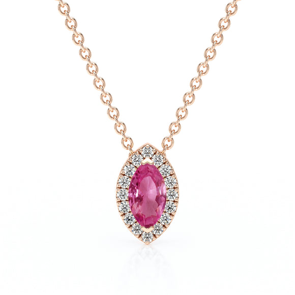 Collier saphir rose entourage diamant Coup de Foudre - 8