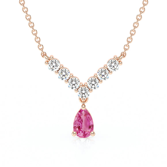 Collier saphir rose et diamant Par Amour - 2