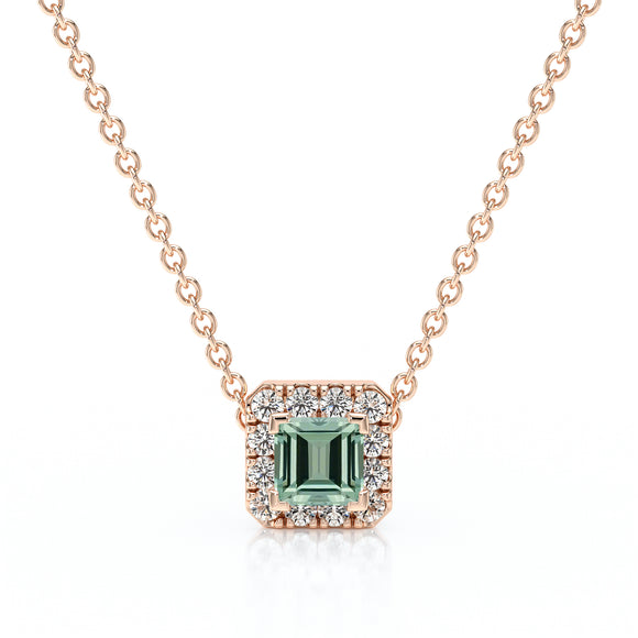 Collier saphir vert entourage diamant Coup de Foudre - 7