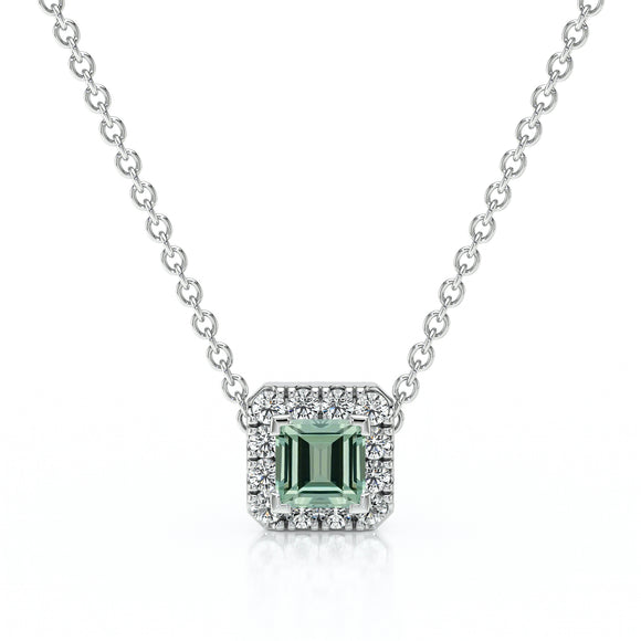 Collier saphir vert entourage diamant Coup de Foudre - 7