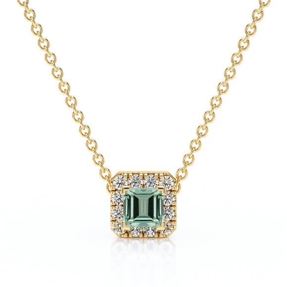 Collier saphir vert entourage diamant Coup de Foudre - 7