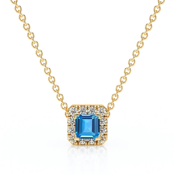 Collier topaze entourage diamant Coup de Foudre - 7