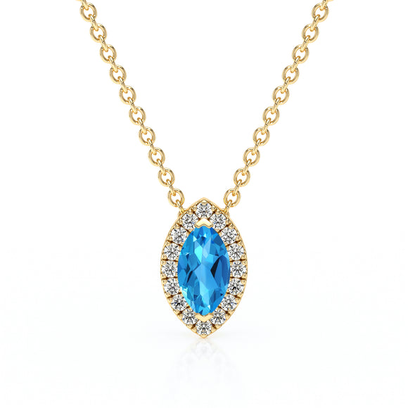 Collier topaze entourage diamant Coup de Foudre - 8