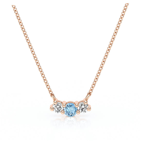 Collier trilogie aigue-marine et diamant Coucher de Soleil - 3