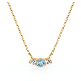 Collier trilogie aigue-marine et diamant Coucher de Soleil - 3