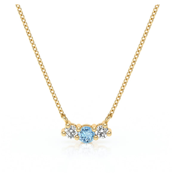 Collier trilogie aigue-marine et diamant Coucher de Soleil - 3